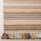 SAFAVIEH Area Rug 8x10 - Montauk Collection - Large - Brown & Multi, Handmade Cotton, Boho Stripe Fringe Design, Ideal for Living Room, Bedroom, Office, Dining Space (MTK901H) - color: Brown/Multi, size: 8' x 10' (Rectangular)