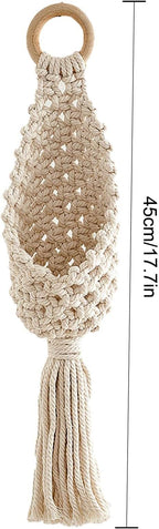 Macrame Plant Hangers, Hand Woven Wall Hanging Bohemian Jute Fruit Vegetable Basket Cotton Rope Hanging Planter Basket for Flower Pot Patio Plant Holder