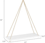 Mkono Wood Hanging Shelves for Wall Boho Decor Swing Rope Rustic Floating Shelf, Set of 3 Wall Display Shelving Home Organizer Rack for Living Room Bedroom Bathroom Kitchen,White
