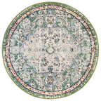 SAFAVIEH Madison Collection Area Rug - 6'7" Round, Green & Turquoise, Boho Chic Medallion Distressed Design, Non-Shedding & Easy Care, Ideal for High Traffic Areas in Living Room, Bedroom (MAD447Y) - color: Green/Turquoise, size: 6'7" (Round)