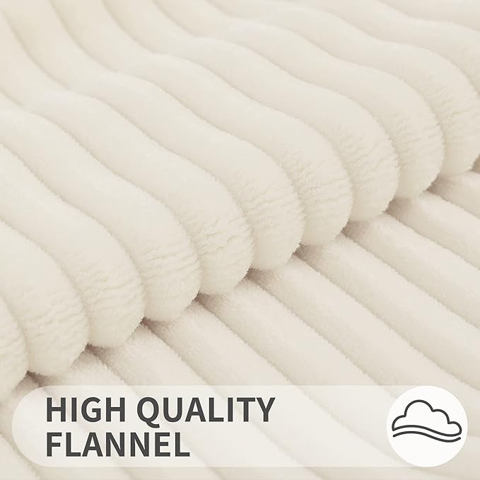 Simmore Decorative Spring Euro Sham Throw Pillow Covers 22x22 Set of 2, Soft Natural Plush Flannel Double-Sided Fluffy Couch Pillow Covers for Sofa Living Room, Cream White