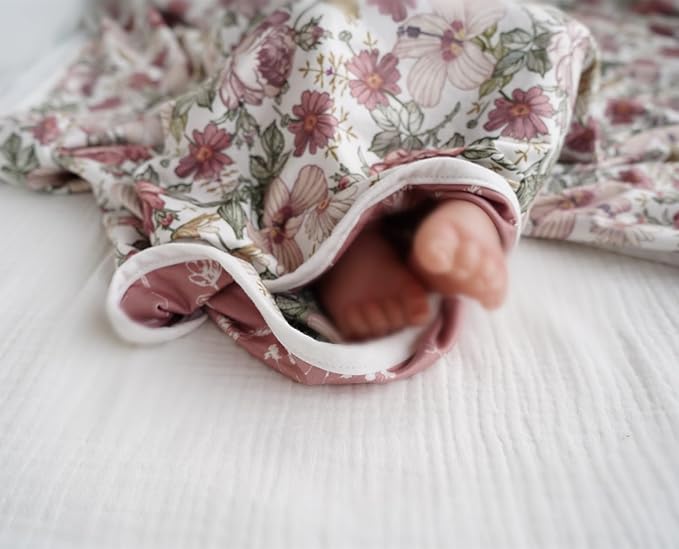 Little Jump Stretchy Jersey Knit Swaddle Blankets, Premium Cotton Floral Baby Blanket,Soft Western Wild Flowers Baby Quilt for Baby Girls and Toddlers(Vintage Floral)