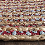SAFAVIEH Cape Cod Collection Area Rug - 5' x 8' Oval, Natural & Multi, Handmade Boho Braided Jute, Ideal for High Traffic Areas in Living Room, Bedroom (CAP251A) - size: 5' x 8' (Oval)