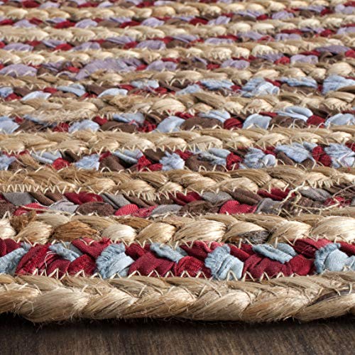 SAFAVIEH Cape Cod Collection Area Rug - 5' x 8' Oval, Natural & Multi, Handmade Boho Braided Jute, Ideal for High Traffic Areas in Living Room, Bedroom (CAP251A) - size: 5' x 8' (Oval)