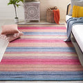SAFAVIEH Montauk Collection Accent Rug - 4' x 6', Blue & Red, Handmade Flat Weave Boho Stripe Cotton, Ideal for High Traffic Areas in Entryway, Living Room, Bedroom (MTK851M) - color: Blue/Red, size: 4' x 6' (Rectangular)