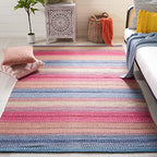 SAFAVIEH Montauk Collection Accent Rug - 4' x 6', Blue & Red, Handmade Flat Weave Boho Stripe Cotton, Ideal for High Traffic Areas in Entryway, Living Room, Bedroom (MTK851M) - color: Blue/Red, size: 4' x 6' (Rectangular)