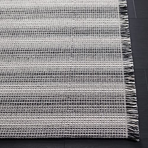 SAFAVIEH Augustine Collection Runner Rug - 2' x 9', Ivory & Black, Cotton Stripe Fringe Design, Non-Shedding & Easy Care, Ideal for High Traffic Areas in Living Room, Bedroom (AGT501Z) - color: Ivory/Black, size: 2' x 9' (Runner)