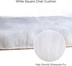 Softlife White Small Faux Sheepskin Throw Rug Fluffy Shag Fur Chair Cover Pad Washable Square Area Rugs for Living Room Bedroom Dorm 20" x 20"