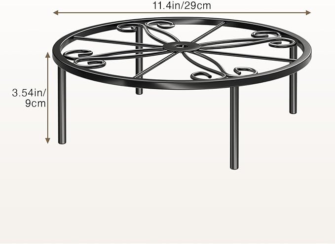 11.4 IN Plant Stand 1 PIC Metal Flower Pot Holders Indoor Tall 3.5'' Plant Rack Plant Riser Plant Shelf Accessories For Living Room Balcony Round Black