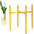Gold Metal Plant Stand for Indoor Plants, Adjustable Heavy Duty Plant Stand Fits 8-14 Inch Pots, Modern Brass Flower Pot Holder with Anti-Scratch Feet, Mid Century Indoor Plant Stand