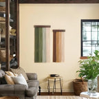 Jditngp Nordic Home Wall Decor Hand Woven Bohemian Wooden Board Tassel Wall Hanging Wall Decoration Tapestry Gradient Green Living Room Bedroom Entrance Hall Kitchen Corridor Wall Art 40''Lx15.8''W
