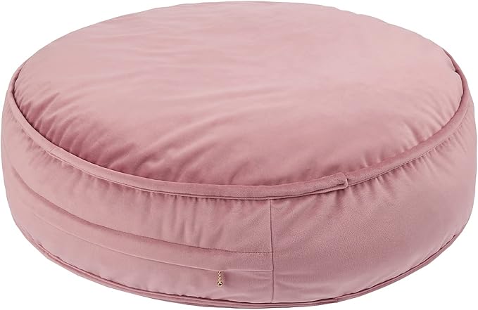 Velvet Floor Pillows Round Chair Cushion Couch Throw Pillow Soft Pouf Seat Mattress Bean Bag for Reading Nook Play Room (25.6", Dusty Rose)