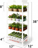 5-Tier Seed Starter Trays Plant Stand, with Bottom-Watering Design–Shelf for Indoor Outdoor Seedling Sprouting Greenhouse, Space-Saving for Small Cell Trays & Nursery Pots, White