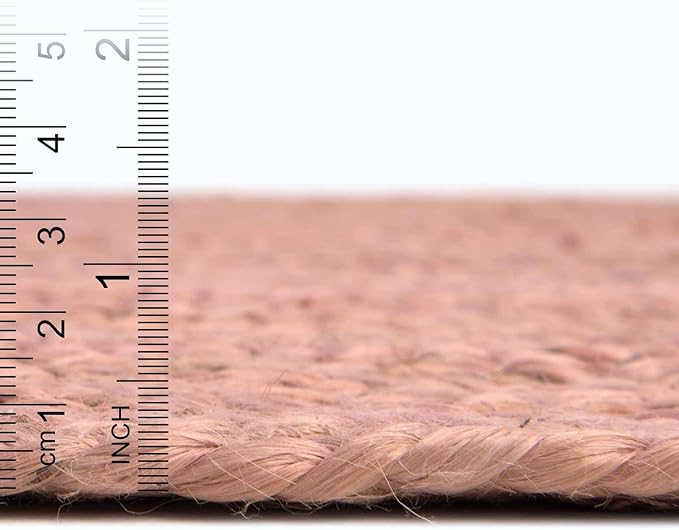 Unique Loom Braided Jute Collection Area Rug - Dhaka (7' 10" x 10' Oval, Light Pink)