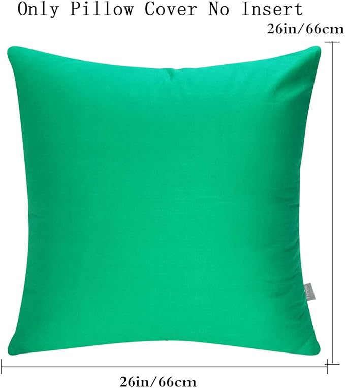 Thmyo 4-Pack 100% Cotton Decorative Throw Pillow Cases, 26x26 inch/ 66x66cm, Bright Green