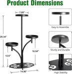 Indoor 3 Tier Black Plant Stand, Tall Metal Plant Stand, Heavy-duty Base in the Shape of a Four-leaf Clover, Layered Modern Flower Pot Rack, Suitable for Courtyards, Patios, Living Rooms, (2Pack)