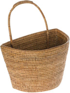 KOUBOO La Jolla Rattan Wall Storage Basket with Handle, Hanging Basket, Storage Bin for Flowers Plants, Home, Office Organizer, Large, Honey Brown