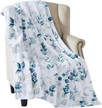 Serafina Home Throw Blanket: Velvelty Soft, Durable Fleece Accent for Bed or Couch (Teal and Gray Berries, 50 x 70 inches)