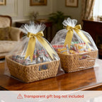 Square Water Hyacinth Storage Baskets Set of 2, Woven Basket for Christmas Gifts Empty, Handwoven Wicker Baskets Organizers with Handles for Pantry, Living Room，Shelf & Home Decor,Medium