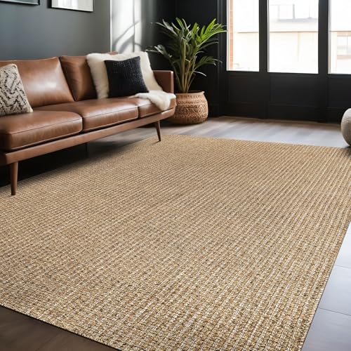 Luul Home Easy Jute Rugs 8x10 Natural Color Living Room Indoor Outdoor Area Rug for Patio Farmhouse and Kitchen Rug High Traffic Easy to Clean Washable Solid Boho Woven Design Outside Carpet (8 x 10) - color: Natural, size: 8' x 10' (Rectangular)