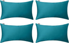 Thmyo 4-Pack 100% Cotton Lumbar Comfortable Solid Decorative Throw Pillow Case, Rectangle Cushion Cover Pillowcase Sublimation Blank Pillow Covers DIY Throw Pillowcase(12x20inch/30x50cm, Lake Blue)