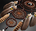 Urdeoms Large Dream Catchers for Bedroom Adult Brown Boho Dream Catcher Wall Decor with Turquoise Hanging Ornament Teen Dorm Room Decor Festival Gift
