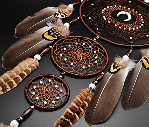 Urdeoms Large Dream Catchers for Bedroom Adult Brown Boho Dream Catcher Wall Decor with Turquoise Hanging Ornament Teen Dorm Room Decor Festival Gift