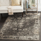 SAFAVIEH Vintage Collection Area Rug - 5'3" x 7'6", Soft Anthracite, Oriental Distressed Viscose Design, Ideal for High Traffic Areas in Living Room, Bedroom (VTG117-330)
