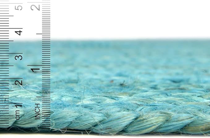 Unique Loom Braided Jute Collection Area Rug - Dhaka (5' 1" x 8' Rectangle, Turquoise)