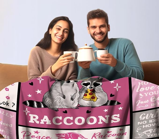 Raccoon Blanket Raccoons Gifts for Women,Funny Raccoon Stuffed Animal Throw Blankets Best Raccoons Christmas Birthday Gifts for Kids Girls Adults 50"X40"