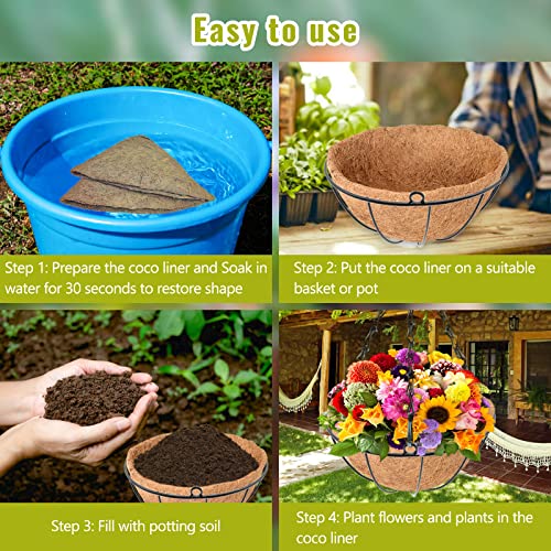 Legigo 6 Pack 12 Inch Hanging Basket Coco Liners Replacement, 100% Natural Round Coconut Coco Fiber Planter Basket Liners for Hanging Basket Flowers/Vegetables - color: 6pcs, size: 12 Inch