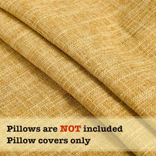 Throw Pillow Covers 16x16 Mustard Yellow Faux Linen Decorative Boho Farmhouse Pillowcases with Tassels Rustic Woven Textured Burlap Cushion Cases for Sofa Bed Living Room Home Decor Set of 2 - color: Mustard Yellow, size: 16" x 16" (Pack of 2)