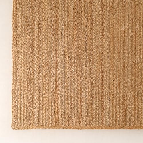 Natural Jute Area Rug 6x9ft - Handwoven Natural Fiber Rug for Living Room, Bedroom, and Entryway, Rustic & Boho Style - size: 6' x 9' (Rectangular)