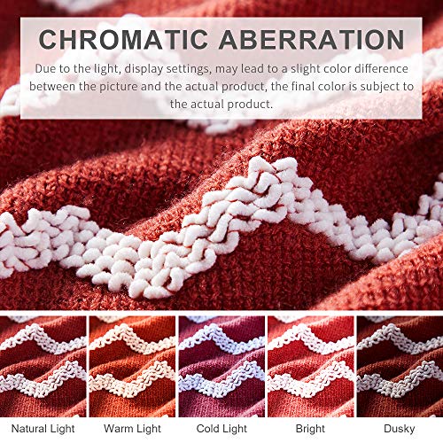 BOURINA Fluffy Chenille Knitted Fringe Throw Blanket Lightweight Soft Cozy for Bed Sofa Chair Throw Blankets, Rust 50" x 60" - color: A-rust, size: 50"×60"