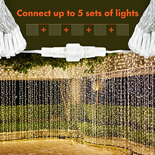 Twinkle Star 300 LED Curtain String Lights, 8 Modes Plug in Fairy Lights for Bedroom,Wedding,Party,Birthday, Hanging Twinkle Light for Indoor Outdoor Wall Window Backdrop Decoration, Warm White - color: *Warm white, size: 300 LED