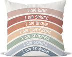 QIYUHOY Classroom Reading Corner Rainbow Decor Throw Pillow Covers, Book Center Calming Corner Home Bedroom Playroom Decor Pillow Case, 24x24 Inch Pillowcase(red)