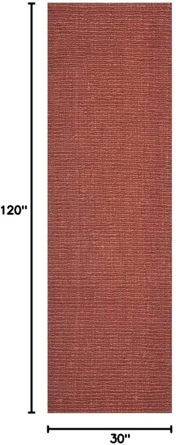 SAFAVIEH Natural Fiber Collection Runner Rug - 2'6" x 10', Rust, Handmade Jute, Farmhouse Style, Chunky Textured Thick Pile (NF447C)