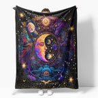 Black Purple Moon Star Throw Blanket - Celestial Chair Recliner Cover, Bed Spread, Hippie Room Decor, Double Sided Sofa Couch Furniture Aesthetic Throws for Gifts 30"x40"