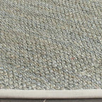 SAFAVIEH Natural Fiber Collection 5' Round Green / Grey NF730B Handmade Farmhouse Premium Jute Area Rug