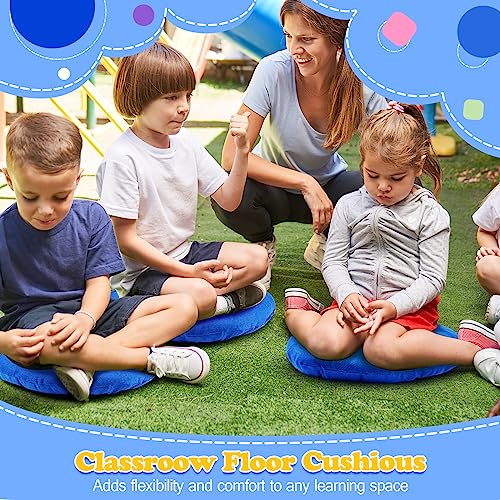 Fumete 8 Pcs 16 Inch Floor Cushions Pillow for Kids Bulk Classroom Round Flexible Seating Floor Cushions for Students Home Daycare School Reading Corner Yoga Meditation Picnic (Royal Blue) - color: Royal Blue