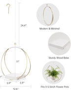 2 Pack Hanging Planter Holder for Indoor Plants, Plant Hanger with Sturdy Wood Base,Modern Boho Macrame Wall Ceiling Window Stands(Plants/Pots Not Included)