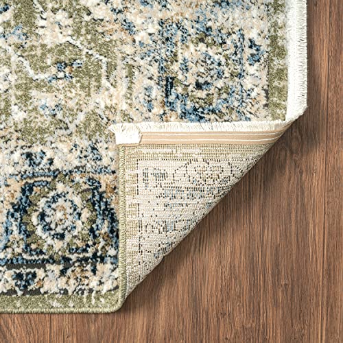 Abani Savoy Collection Area Rug - Intricate Blue/Green Vintage Design 2' 6" x 6' - Easy to Clean - Durable for Kids & Pets - Non-Shedding - Medium Pile - Soft Feel - Living Room, Bedroom & Office - size: 2'6" x 6' (Rectangular)