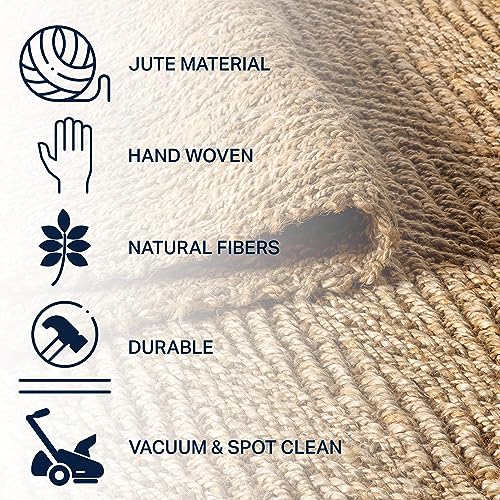 JONATHAN Y Espina Hand Woven Herringbone Chunky Jute Natural Indoor Area Rug, 5x8, Bohemian, Cottage, Easy-Cleaning for Living Room, Bedroom, Kitchen, Pet Friendly, Non-Shedding (NFR101A-5) - color: Natural, size: 5' x 8' (Rectangular)