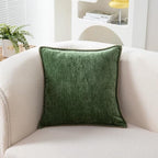 Decorative Green Throw Pillow Covers Pack of 2, 18x18 in Chenille Soft Pillow Covers with Stitched Edge, Farmhouse Neutral Euro Decorative Pillows for Bed Couch Sofa Home Decor
