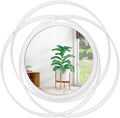 White Round Wall-Mounted Mirrors Wire Modern Metal Frame Arts Mirrors Home Decoration Hallway Bathroom Bedroom Living Room Farmhouse Entryway Large 20"