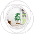White Round Wall-Mounted Mirrors Wire Modern Metal Frame Arts Mirrors Home Decoration Hallway Bathroom Bedroom Living Room Farmhouse Entryway Large 20"