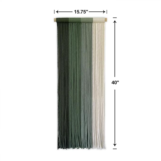 TANNCOY Boho Long Tapestry Unique Macrame Wall Decor Art Hanging Fabric Headboard Traditional Handmade Tie-Dye for Living Room, Bedroom, Home, Green, 40" L x 15.75" W