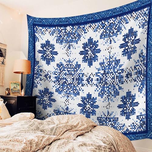 Ogeapare Bohemia Tapestry Boho Vintage Floral Aztec Vibrant Tapestry Wall Hanging for Bedroom Living Room Office Aesthetic Home Wall Art Decor - 59" L×51" W - size: 59"L x 51"W