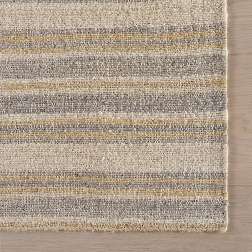 Dash & Albert Marn Striped Handmade Jute Rug, 9.5' X 13.5', Sand Striped Pattern - color: Marn Sand, size: 9'6" x 13'6" (Rectangular)
