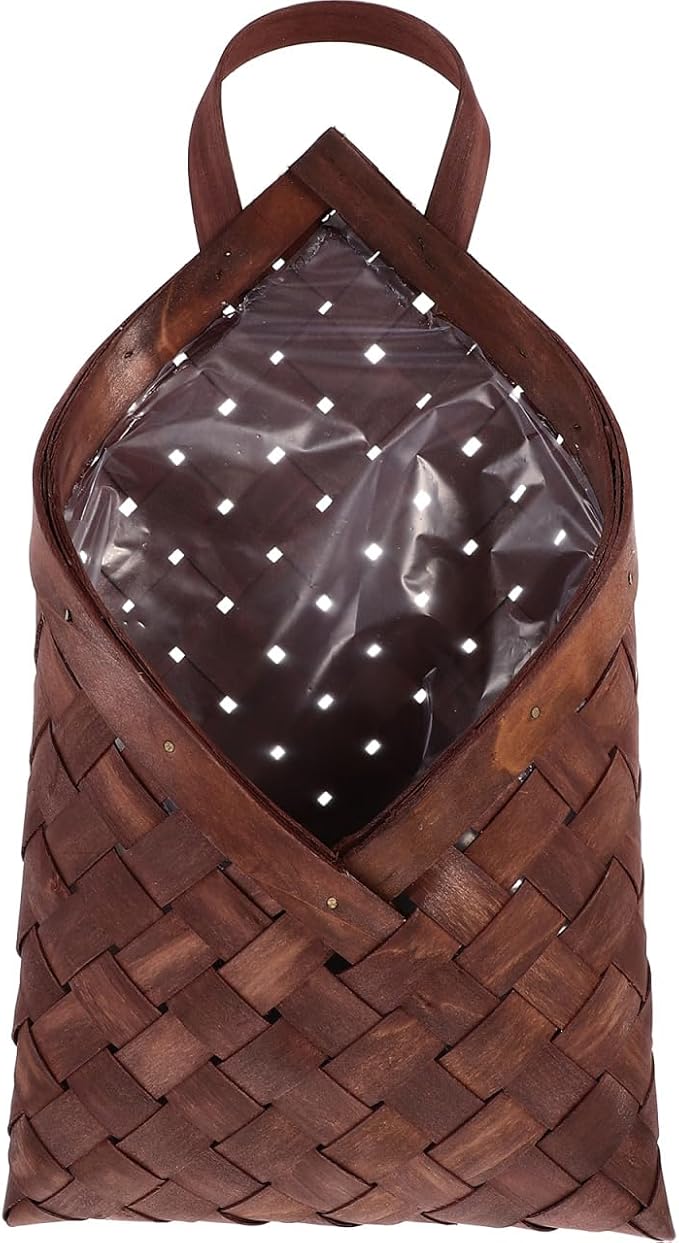 VOSAREA Vintage Woven Wall Hanging Storage Basket for Home Multi Functional Flower Pot Holder Rustic Wall Pocket Organizer for Flowers and Sundries